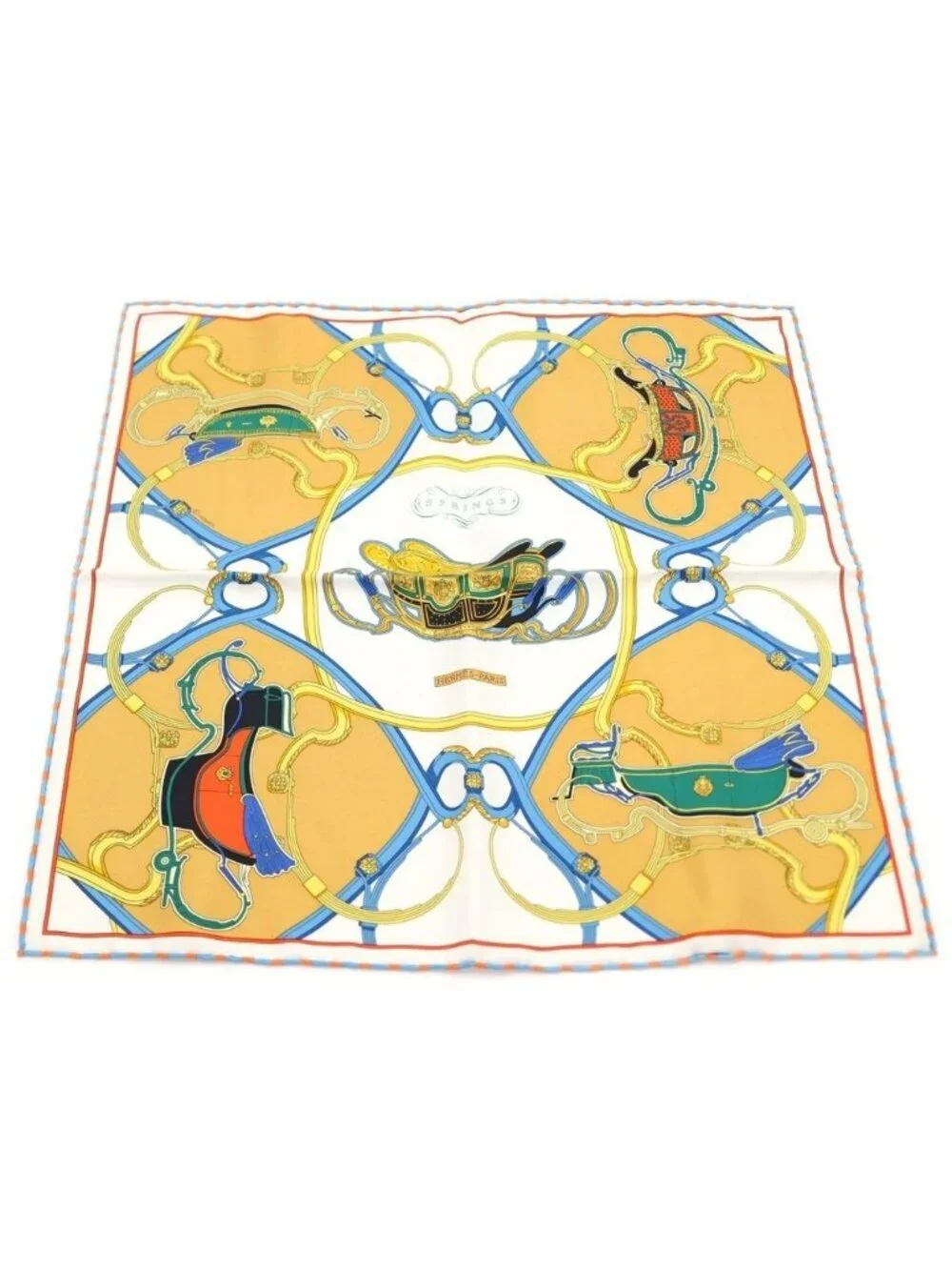 Hermes Carre 45 Spring Silk Scarf White Yellow